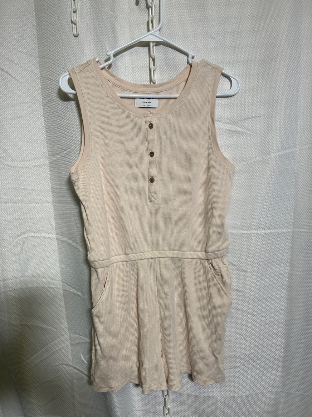 Sleeveless Henley Romper in Light Blush